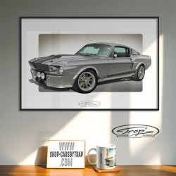 Affiche (60x40) Trap' Mustang 1968 "G.T. 500" Eleanor (sans le port de LA)