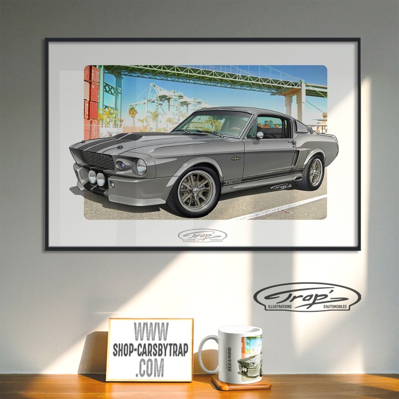 Affiche (60x40) Trap' Mustang 1968 "G.T. 500" Eleanor (avec le port de LA)