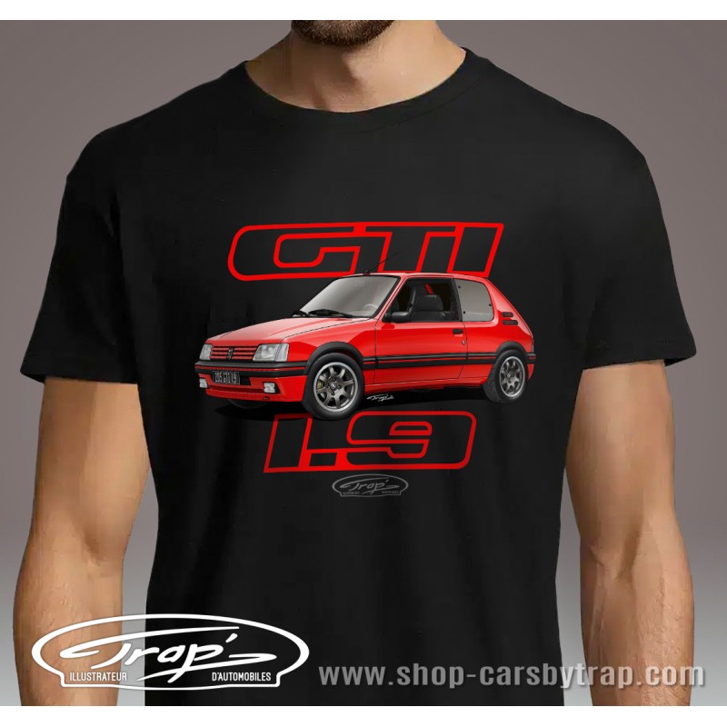 T-shirt Trap' 205 GTI en jantes PTS