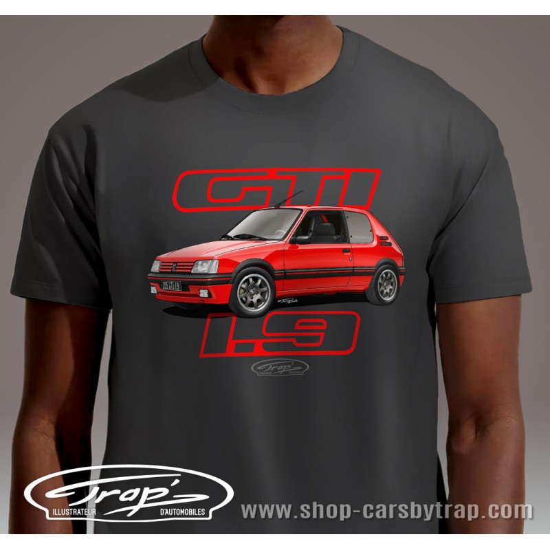 T-shirt Trap' 205 GTI en jantes PTS